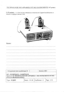 Bp esthetique technologie des appareils des instruments et des locaux professionnels 2003