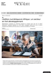 [Actualitté] L édition numérique en Afrique - un secteur en fort développement