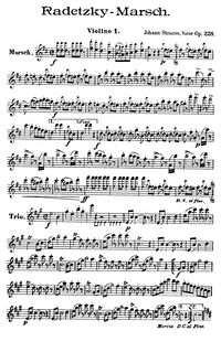 Partition cordes (violons I, violons II, altos, Basses), Radetzky March, Op.228