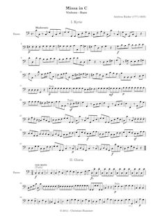 Partition violoncelles / Basses, Messe en C-Dur, Rieder, Ambros