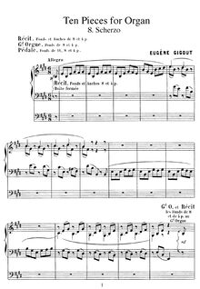 Partition , Scherzo, 10 pièces pour orgue, Gigout, Eugène par Eugène Gigout