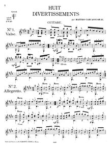Partition complète, Huit Divertissements Accordee en Mi majeur, Op.25