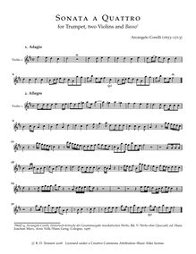 Partition violon 1, Sonata a Quattro, Corelli, Arcangelo