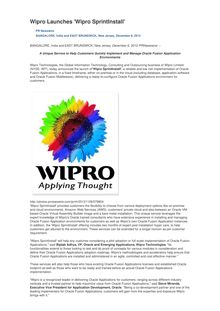 Wipro Launches  Wipro SprintInstall 