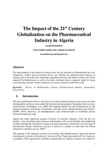 The Impact of the 21st Century Globalization on the Pharmaceutical Industry in Algeria