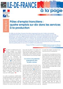 Pôles d emploi franciliens : quatre emplois sur dix dans les services à la production