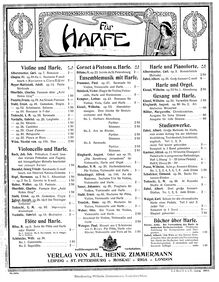Partition harpe (ou Piano) score, Idyll, Op.26, Idyll Im Thüringer Volkston, Op.26
