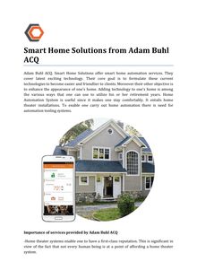 Smart Home Solutions from Adam Buhl ACQ 