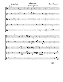 Partition , Et ella ancide - partition complète - original key (Tr T T T B), madrigaux pour 5 voix