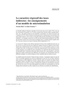 Le caractère régressif des taxes indirectes : les enseignements d un modèle de microsimulation - article ; n°1 ; vol.413, pg 21-46