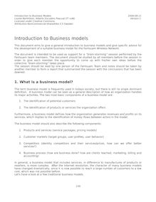 Introduction to Business models