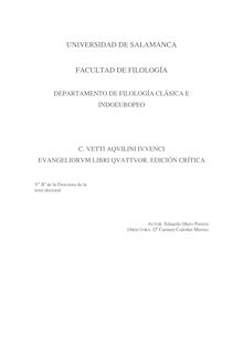 C. Vetti Aquilini IIvvenci Evangeliorum libri quattuor: edición crítica