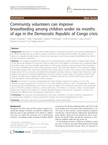 Community volunteers can improve breastfeeding among children under six months of age in the Democratic Republic of Congo crisis