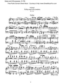 Partition complète, Galop et 8 Ecossaises, D.735, Schubert, Franz