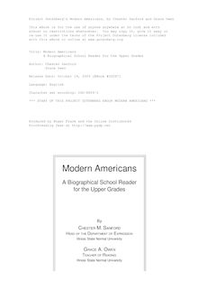 Modern Americans - A Biographical School Reader for the Upper Grades