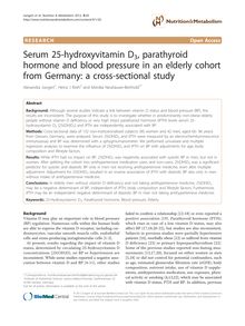 Serum 25-hydroxyvitamin D3, parathyroid hormone and blood pressure in an elderly cohort from Germany: a cross-sectional study