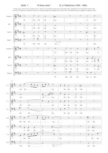 Partition complète, O bone Jesu, Palestrina, Giovanni Pierluigi da