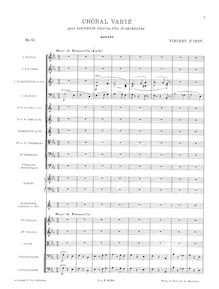 Partition Orchestral Score, choral varié, Op.55, Choral varié pour saxophone solo (ou alto) et orchestre, Op.55