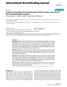 Implementing Baby Friendly Hospital Initiative policy: the case of New Zealand public hospitals