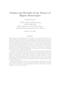 Origins and Breadth of the Theory of Higher Homotopies