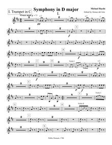 Partition trompette 1 (C), Symphony No.32, MH 420, D major, Haydn, Michael