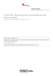 1975-1995 : 20 ans d évolution du service public local des ordures ménagères - article ; n°1 ; vol.15, pg 83-109