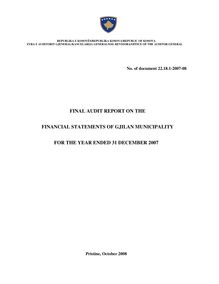 FINAL AUDIT REPORT -GJILANI 2007 ENGLISH