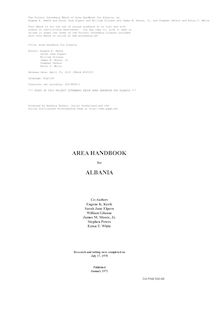 Area Handbook for Albania