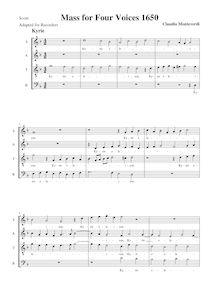 Partition complète (SATB enregistrements), Mass pour Four voix