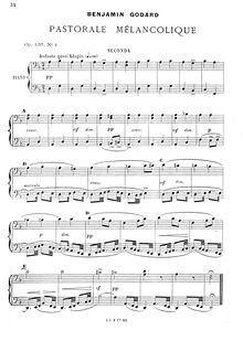 Partition , Pastorale mélancolique, 2 Morceaux pour piano four mains