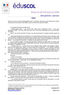 DNB 2018 Français sujet 0 - Gide