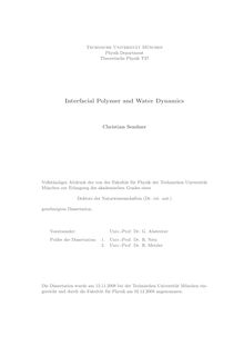 Interfacial polymer and water dynamics [Elektronische Ressource] / Christian Sendner