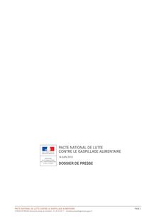 Pacte national contre le gaspillage alimentaire - France 2013