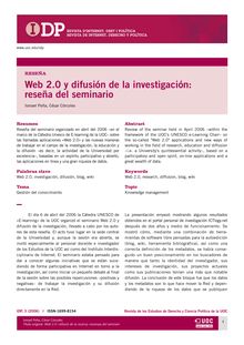 Web 2.0 y difusión de la investigación: reseña del seminario (Web 2.0 and diffusion of research: seminar review)