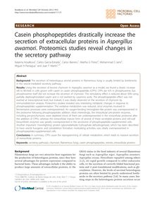 Casein phosphopeptides drastically increase the secretion of extracellular proteins in Aspergillus awamori. Proteomics studies reveal changes in the secretory pathway