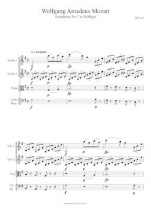 Partition complète, Symphony No.7 en D major, D major, Mozart, Wolfgang Amadeus par Wolfgang Amadeus Mozart