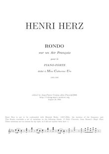 Partition complète, Rondo on a French Air, Rondo sur un Air Français par Henri Herz