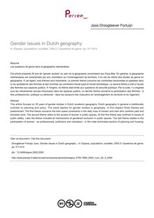 Gender issues in Dutch geography  - article ; n°3 ; vol.20, pg 411-414