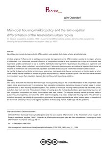 Municipal housing-market policy and the socio-spatial differentiation of the Amsterdam urban region - article ; n°1 ; vol.4, pg 45-57