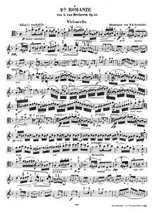 Partition de violoncelle, Romance pour violon et orchestre par Ludwig van Beethoven