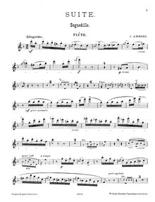 Partition flûte,  pour flûte, hautbois, clarinette et Piano, D minor, F major, B♭ major