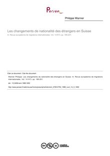 Les changements de nationalité des étrangers en Suisse - article ; n°3 ; vol.14, pg 185-201