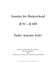 Partition complète of sonates 91-100, clavier sonates R.91-100