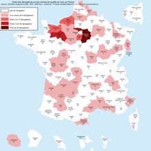 Carte des dérogations des normes de qualité de l'eau en France