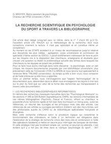 LA RECHERCHE SCIENTIFIQUE  EN PSYCHOLOGIE DU SPORT A TRAVERS LA ...
