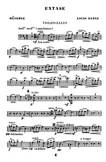 Partition violoncelles, Extase, Rêverie, D major, Ganne, Louis par Louis Ganne