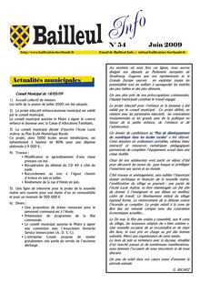 N° 54 Juin 2009 Actualités municipales