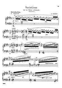 Partition complète, Variations sur un air national allemande, Introduction and Variation on the German Air Der Schweizerbub par Frédéric Chopin