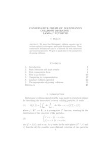 CONSERVATIVE FORMS OF BOLTZMANN S COLLISION OPERATOR
