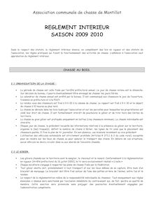 REGLEMENT INTERIEUR SAISON 2009 2010